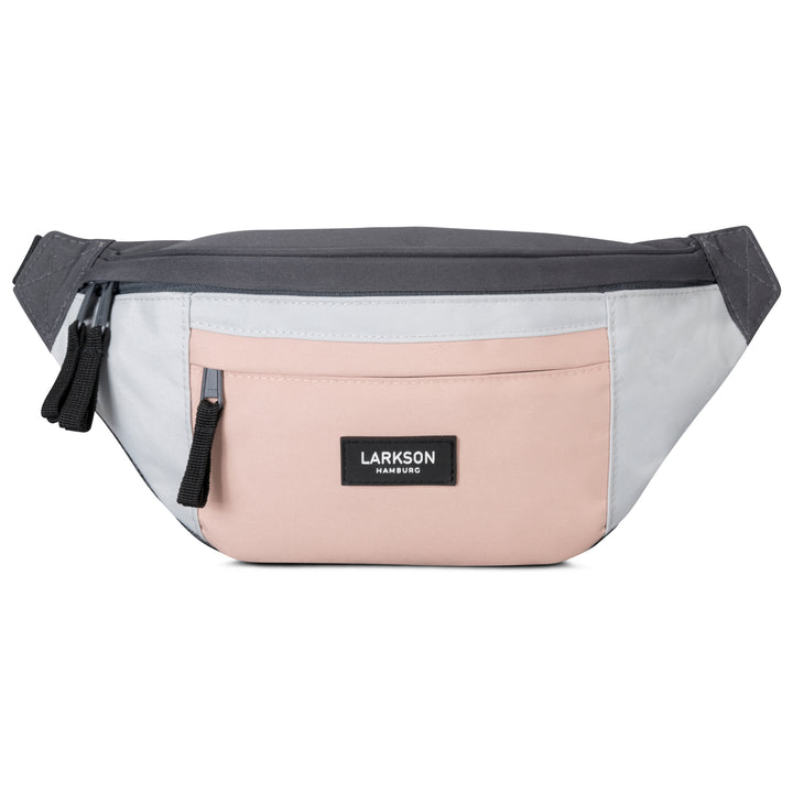 LARKSON Bauchtasche Ole für Damen in Grau, Hellgrau und Hellrosa mit Fronttasche und Reißverschlüssen