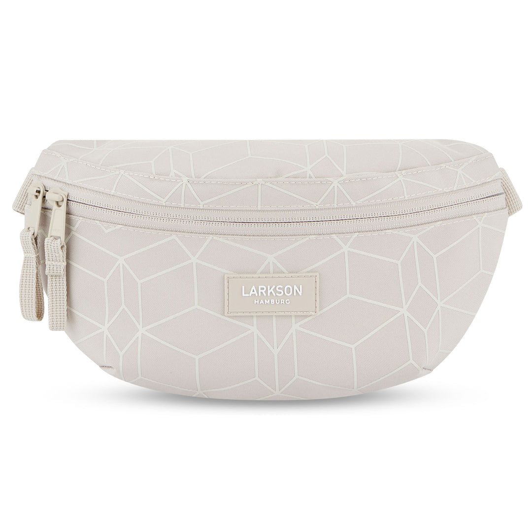 Beige Bauchtasche Finn von Larkson mit geometrischem Muster und Doppelreißverschluss