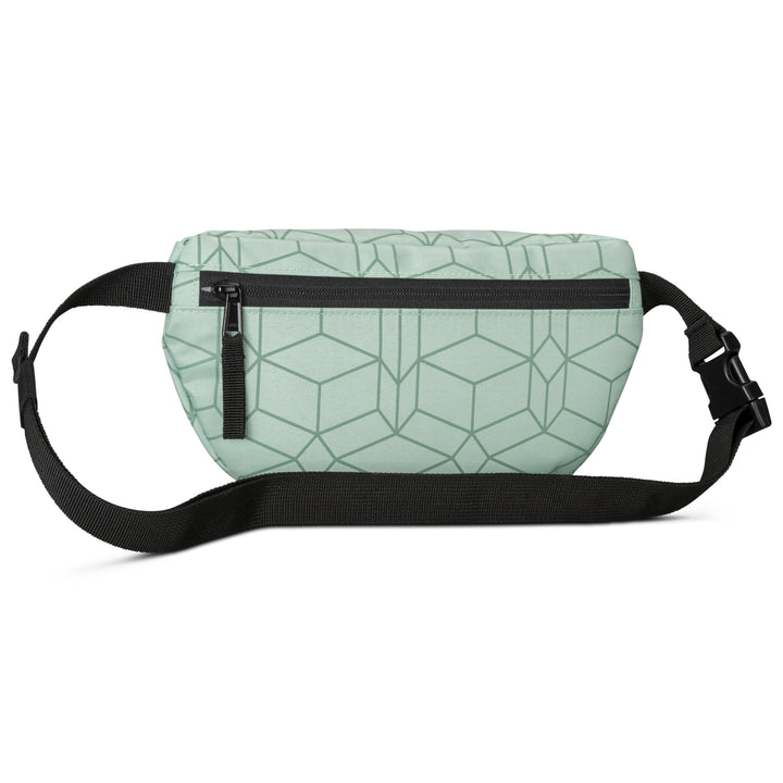 LARKSON Bauchtasche Finn in Mint mit schwarzem geometrischem Muster und verstellbarem schwarzen Gurt