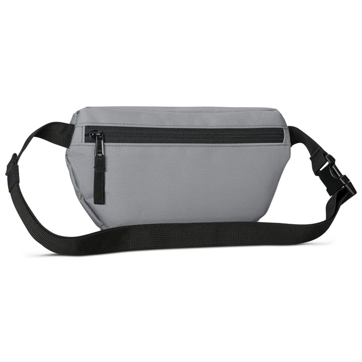 Graue LARKSON Bauchtasche Finn mit schwarzem verstellbarem Gurt und Reißverschluss vorne