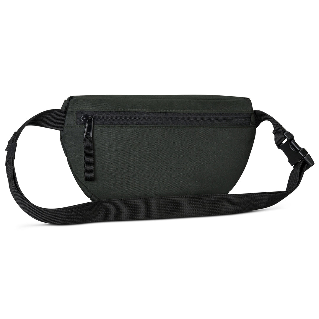 Grüne Bauchtasche 'Finn' von LARKSON mit schwarzem Reißverschluss und verstellbarem Gurt