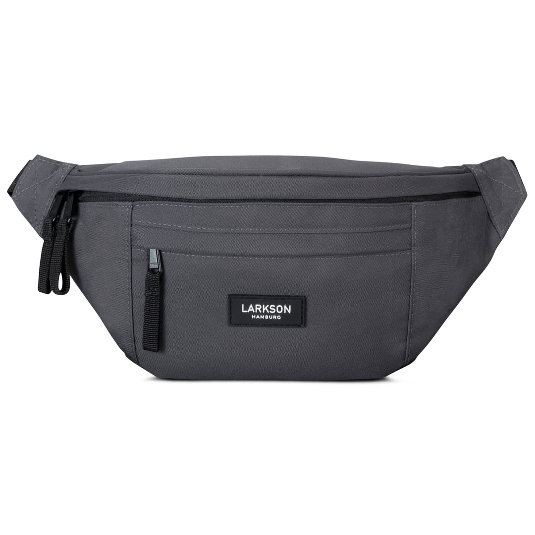 LARKSON Bauchtasche Ole für Herren, grau, mit Fronttasche und Reißverschluss