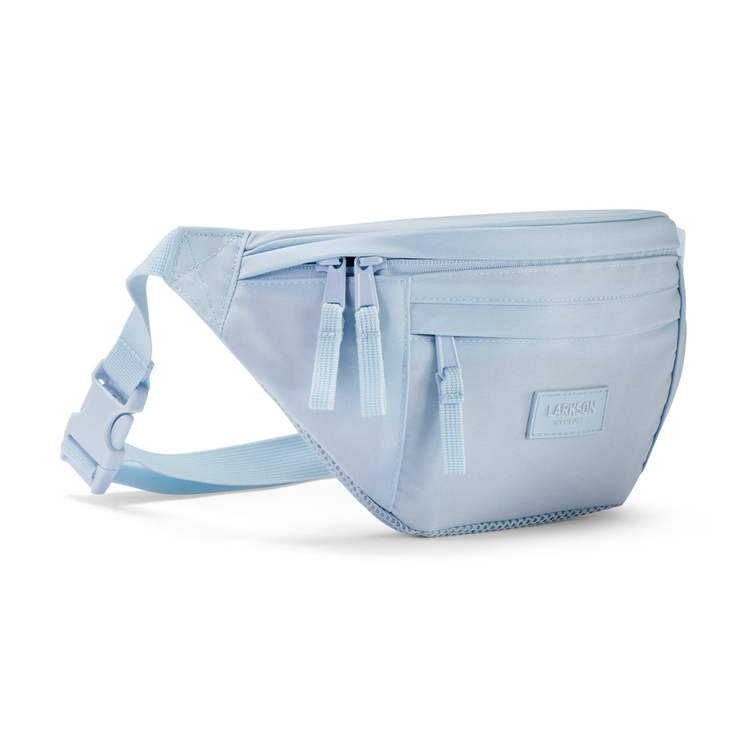 Hellblaue Bauchtasche Ole von Larkson mit mehreren Reißverschlusstaschen und verstellbarem Gürtel