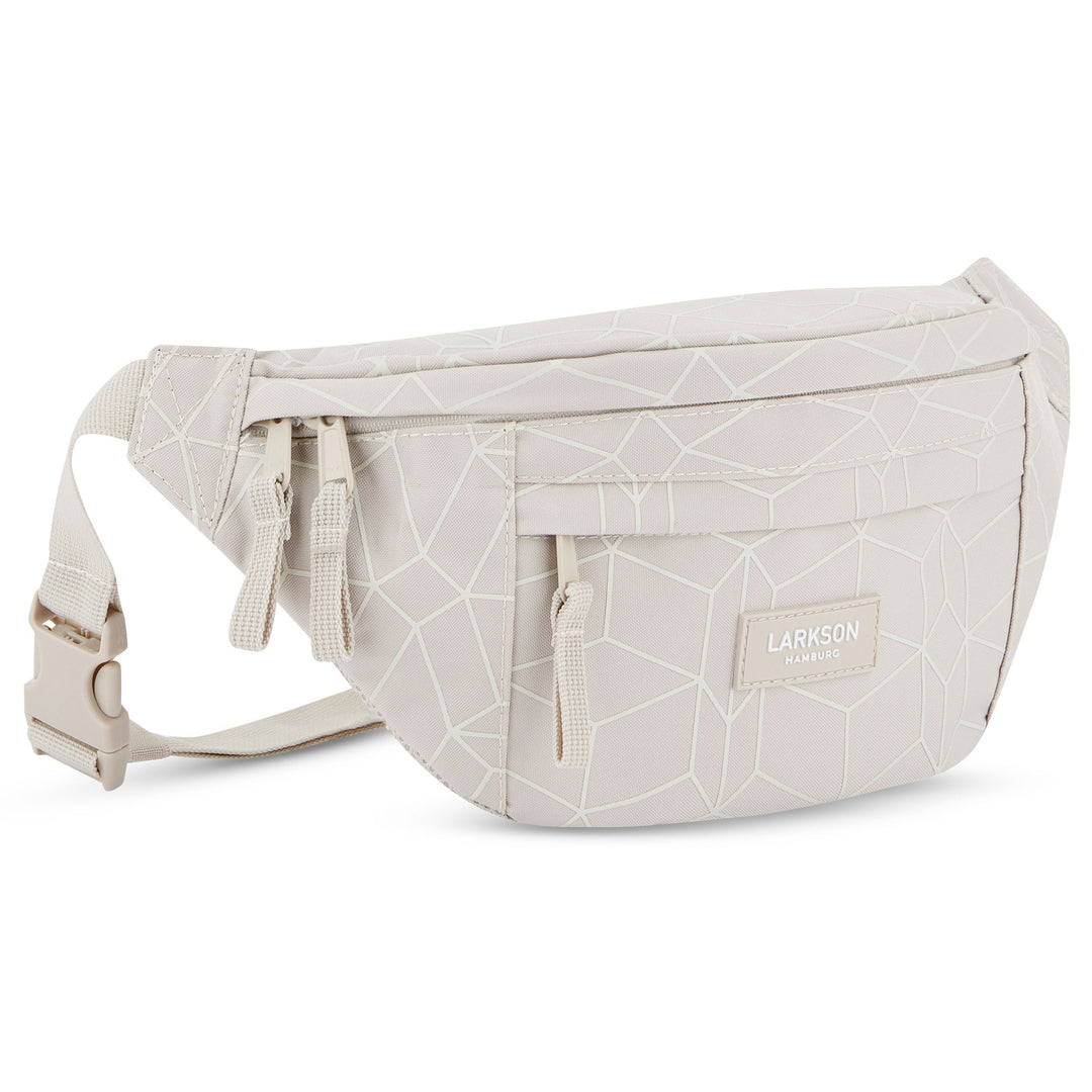Beige Bauchtasche Ole mit geometrischem Muster und zwei Reißverschlusstaschen von LARKSON