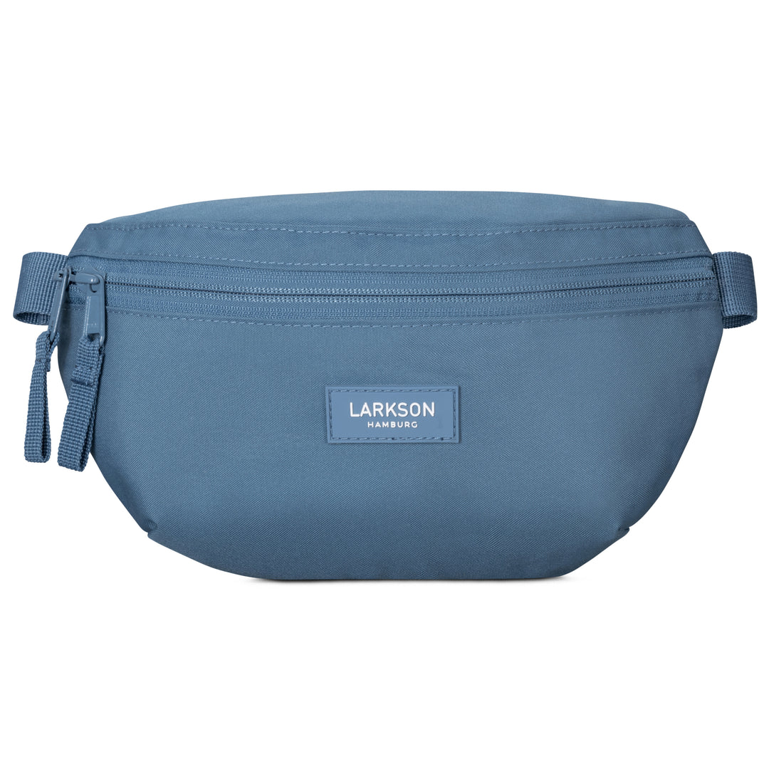 Blaue LARKSON Bauchtasche 'Finn' mit Reißverschluss und Markenlogo vorne