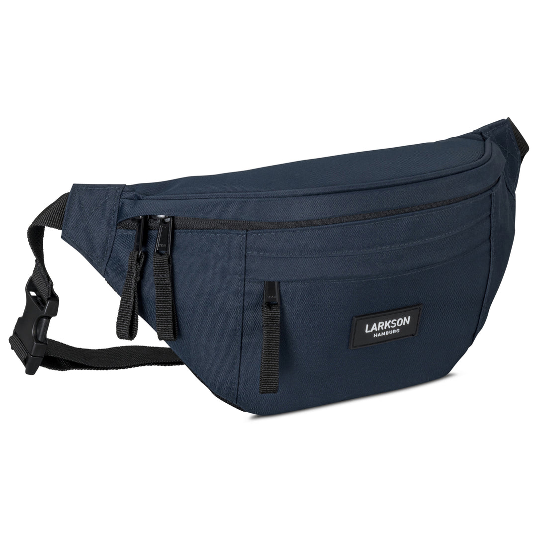 Dunkelblaue Bauchtasche Ole von Larkson mit mehreren Reißverschlusstaschen und verstellbarem Gurt