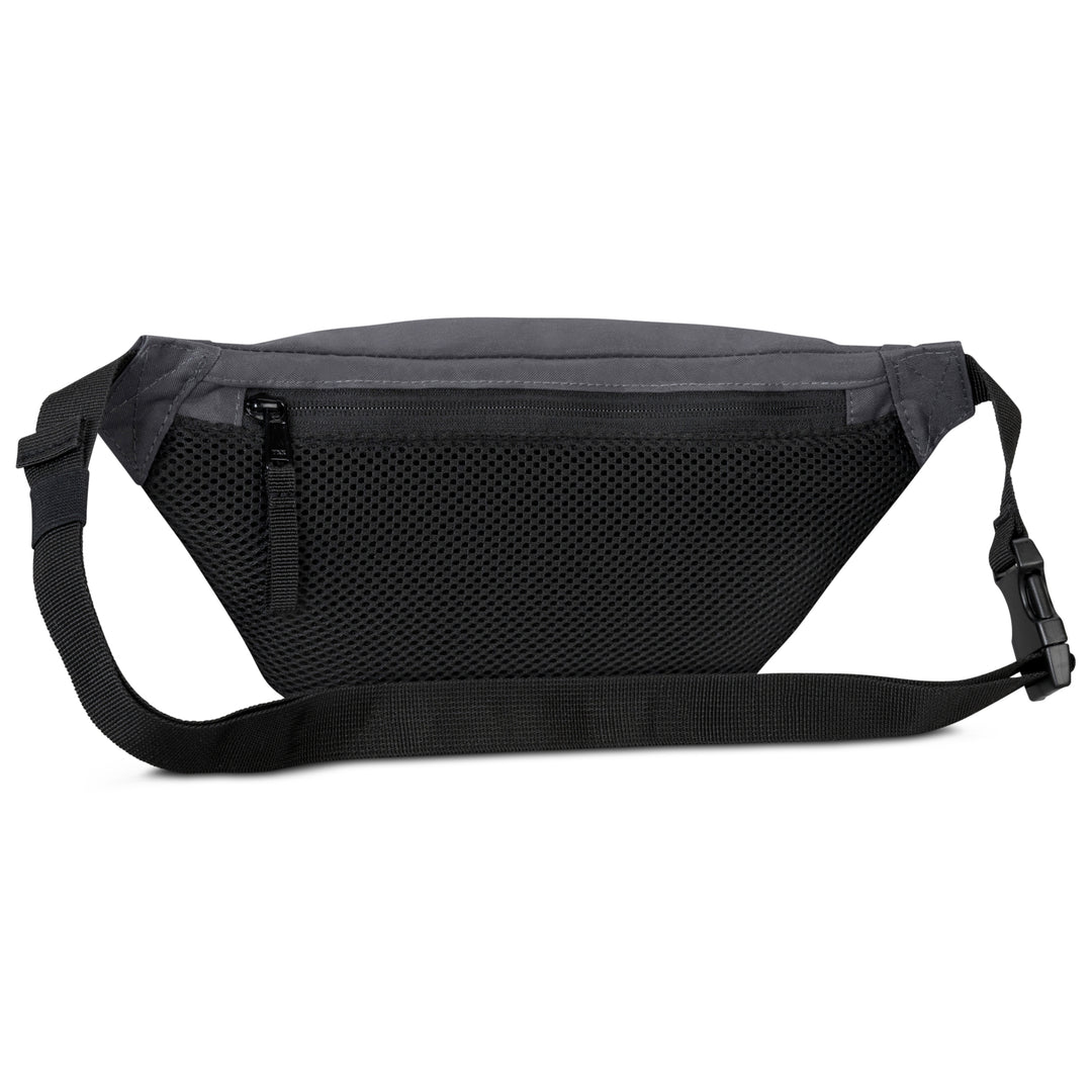 Graue LARKSON Bauchtasche Ole mit schwarzem Mesh-Vordertaschenfach und verstellbarem Gürtel