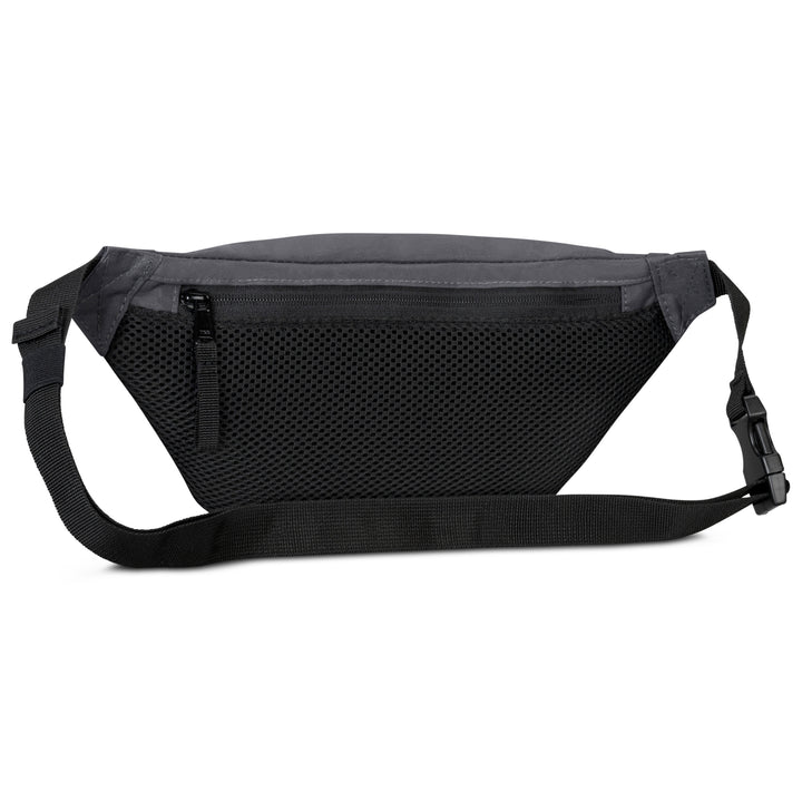 Graue LARKSON Bauchtasche Ole mit schwarzem Mesh-Vordertaschenfach und verstellbarem Gürtel