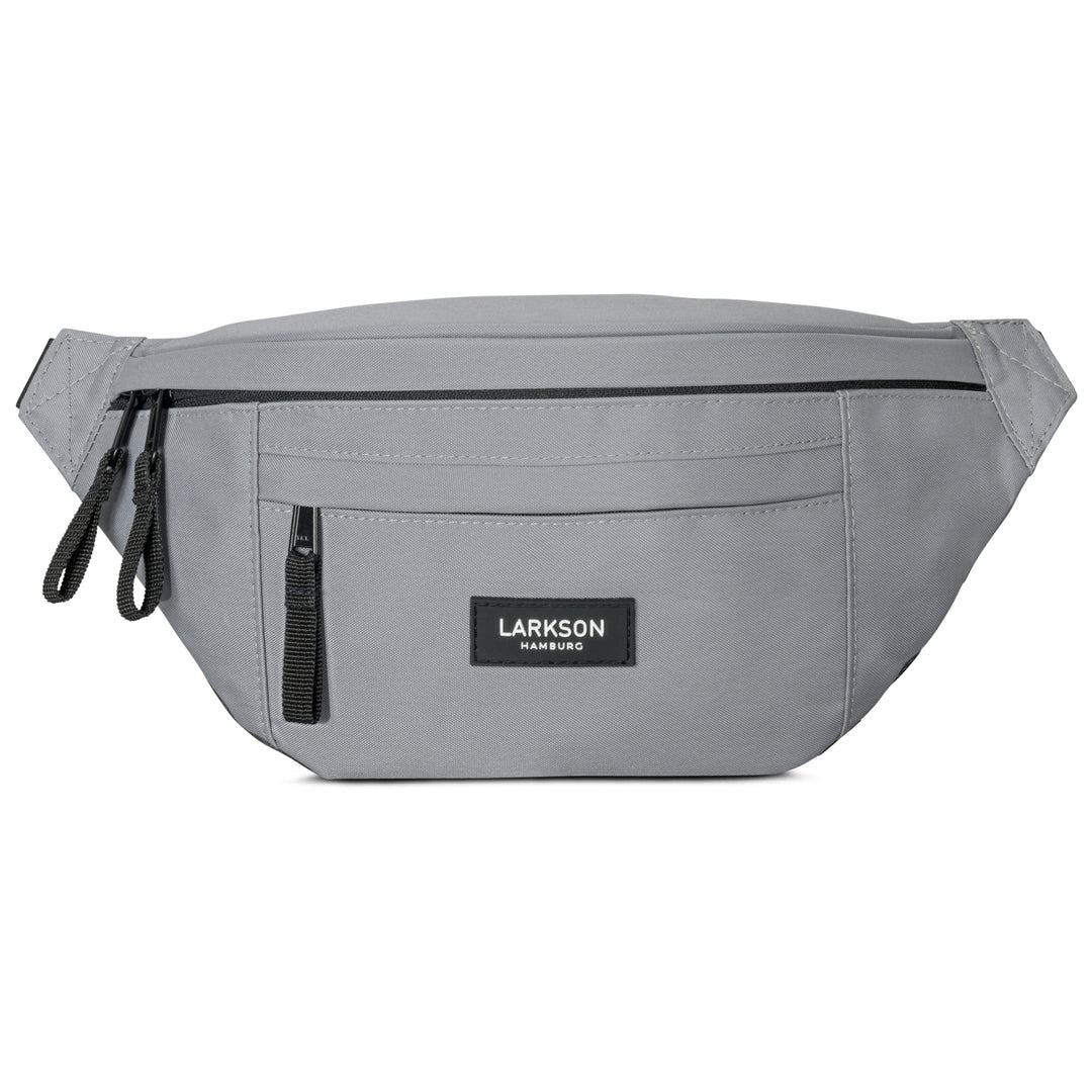 Grau LARKSON Bauchtasche Ole mit vorderer Reißverschlusstasche und schwarzem Logo