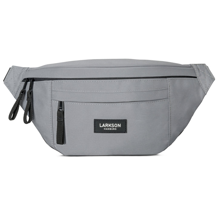 Grau LARKSON Bauchtasche Ole mit vorderer Reißverschlusstasche und schwarzem Logo