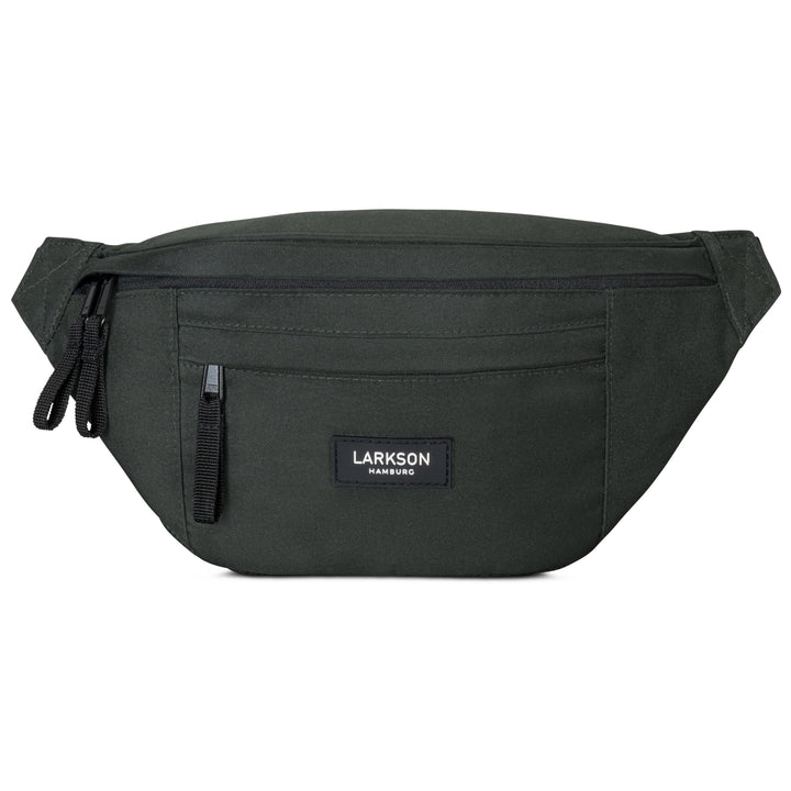 Grüne LARKSON Bauchtasche Ole mit mehreren Reißverschlussfächern und schwarzem Markenlabel
