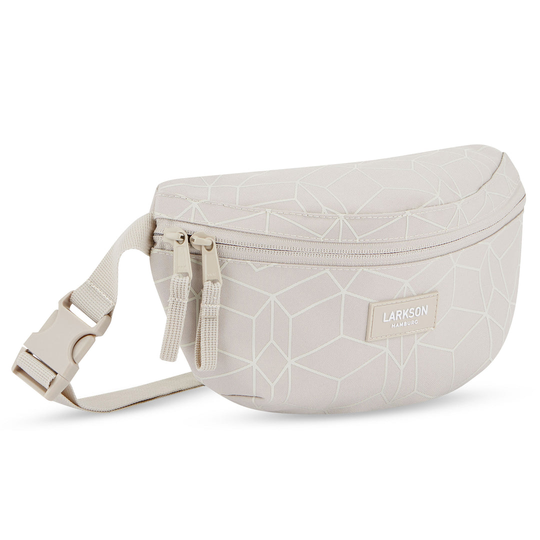 Beige Bauchtasche Finn von Larkson mit geometrischem Muster und zwei Reißverschlüssen