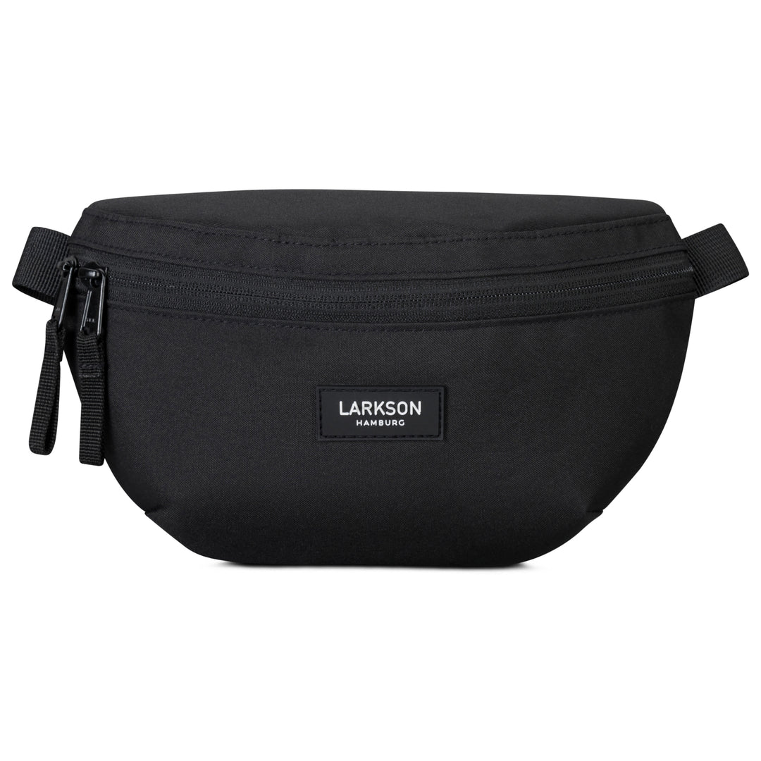 Schwarze Bauchtasche 'Finn' von Larkson mit Reißverschluss und Logo vorne