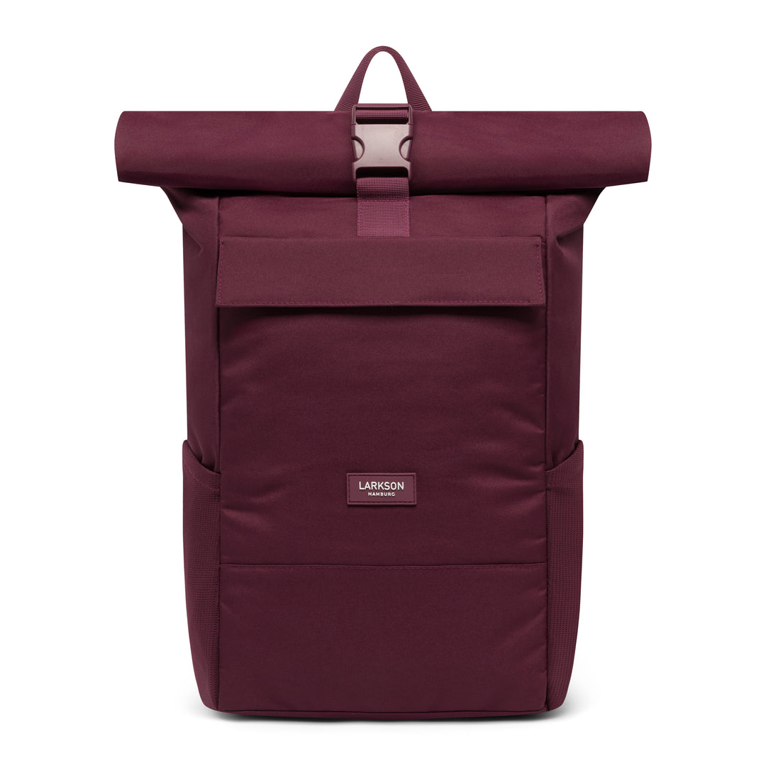 Rolltop Rucksack No 4 von Larkson in Beerenton mit Klippeverschluss und Fronttasche