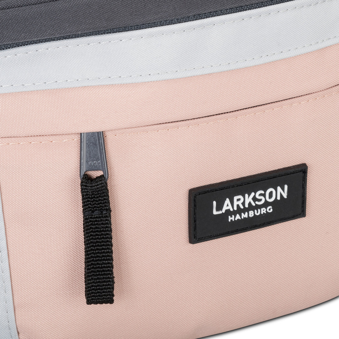 Larkson Bauchtasche Ole in Grau und Rosa mit Reißverschluss und Markenlogo