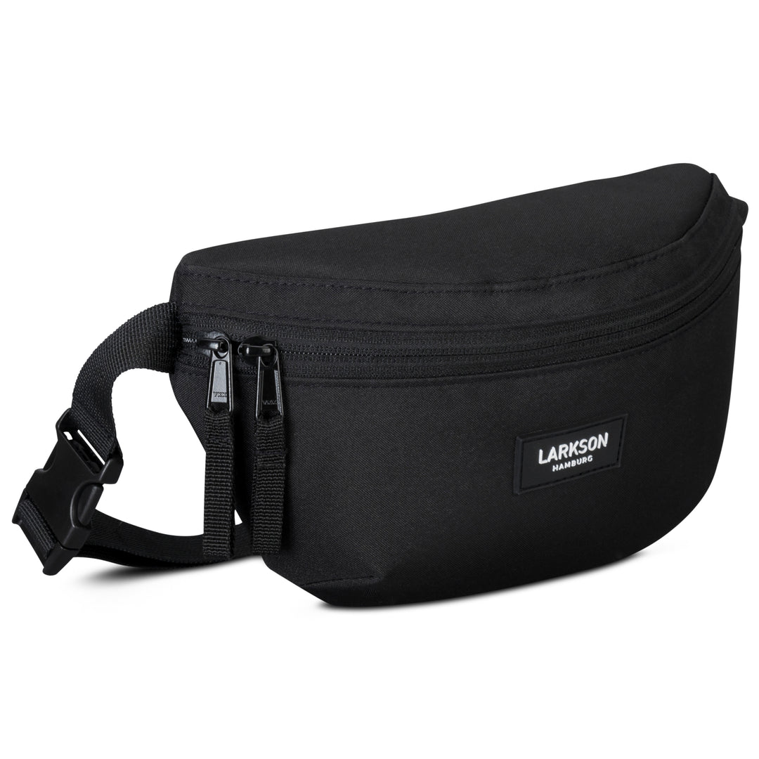 Schwarze Bauchtasche Finn von Larkson mit zwei Reißverschlüssen und verstellbarem Gurt