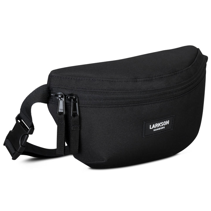 Schwarze Bauchtasche Finn von Larkson mit zwei Reißverschlüssen und verstellbarem Gurt