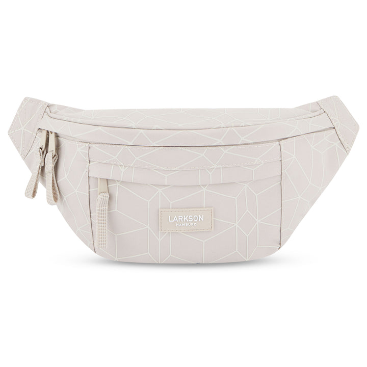 Beige gemusterte LARKSON Bauchtasche Ole mit mehreren Reißverschlusstaschen