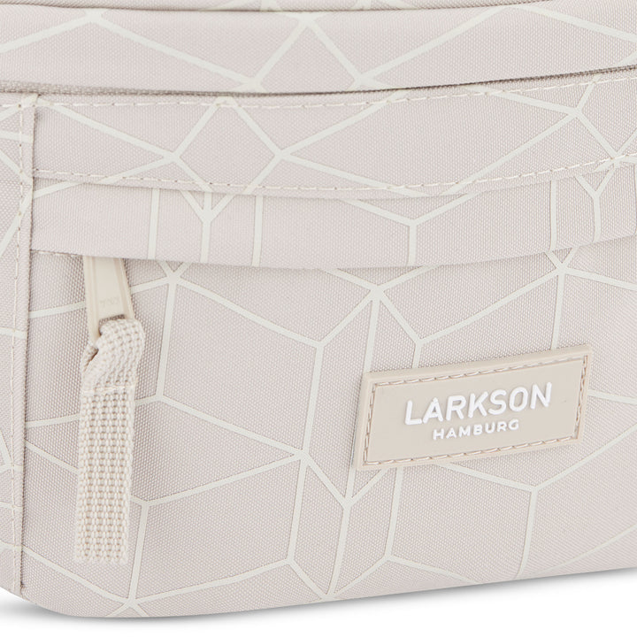 Beige gemusterte Bauchtasche Ole von LARKSON mit Reißverschluss und Logo aus Hamburg