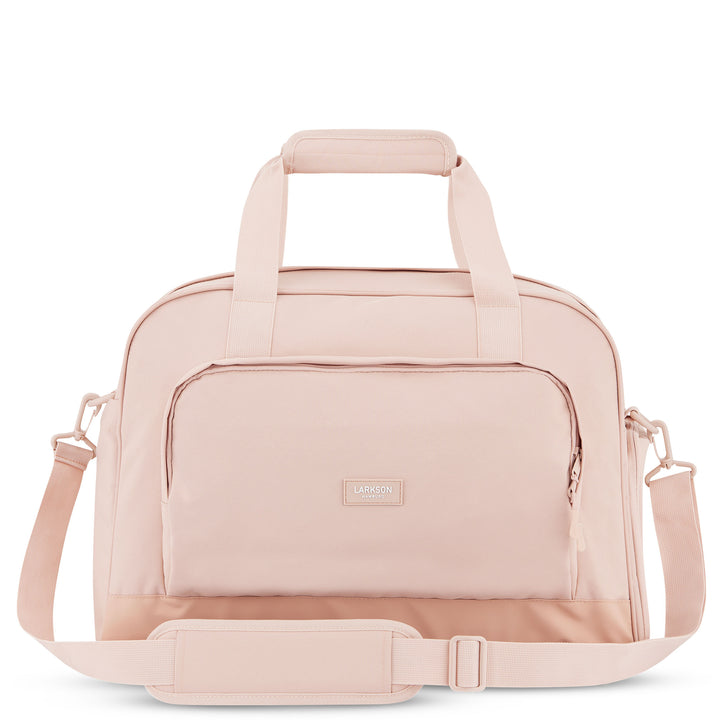 Rosa Reisetasche Finja von LARKSON mit kurzem Griff und verstellbarem Schultergurt