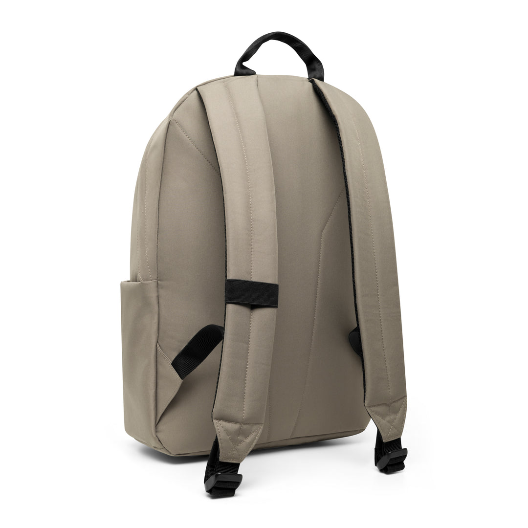 Beiger Rucksack No 3 mit gepolsterten Schulterriemen und Trageschlaufe, Rückansicht