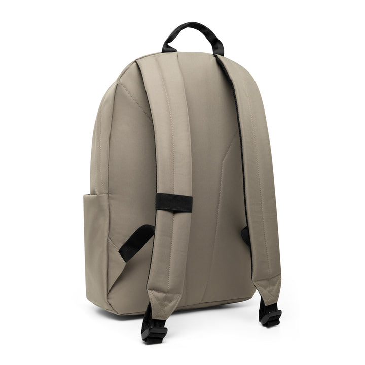 Beiger Rucksack No 3 mit gepolsterten Schulterriemen und Trageschlaufe, Rückansicht