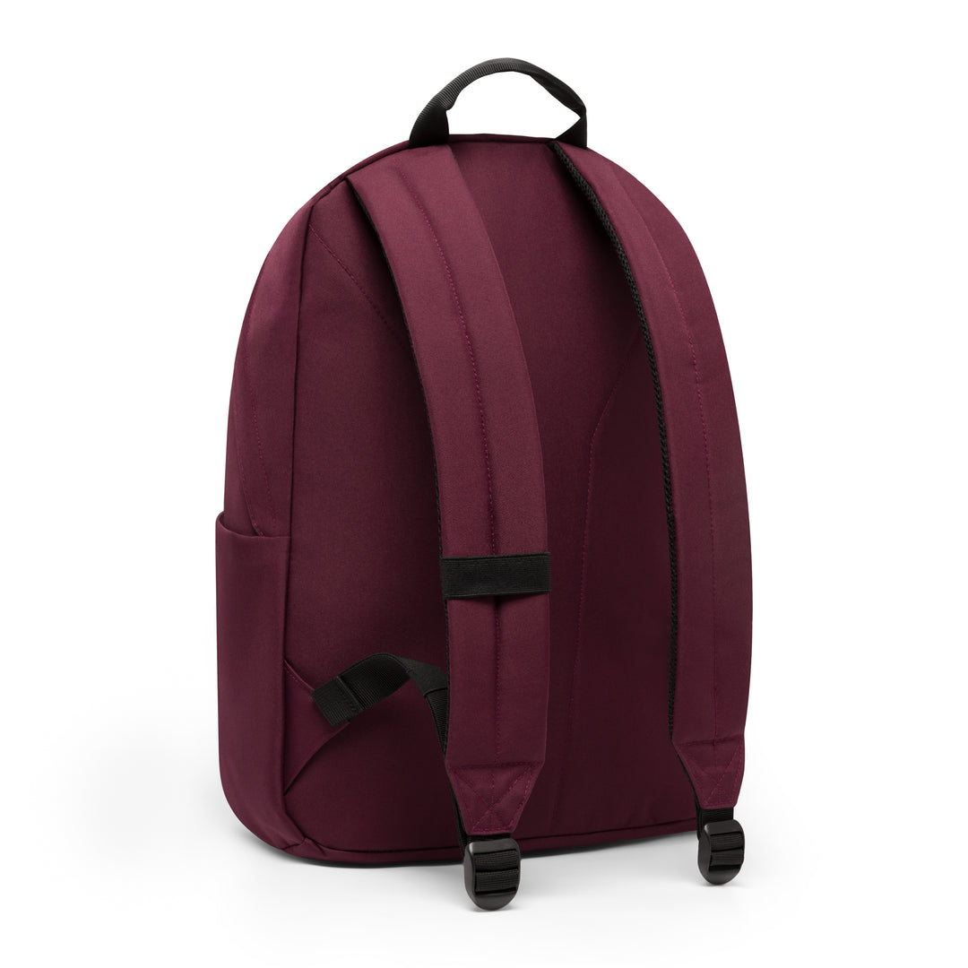 Rucksack No 3 in dunkelroter Farbe, mit gepolsterten Schultergurten und Trageschlaufe