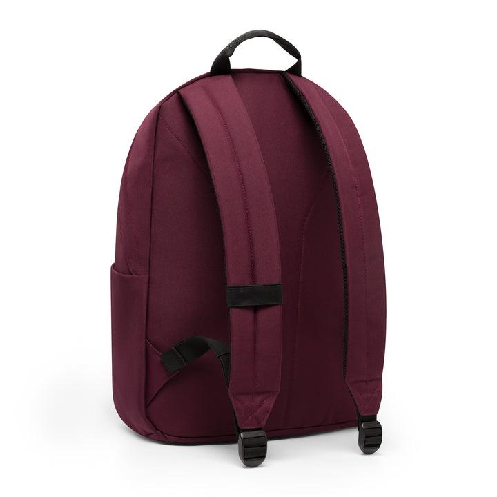 Rucksack No 3 in dunkelroter Farbe, mit gepolsterten Schultergurten und Trageschlaufe