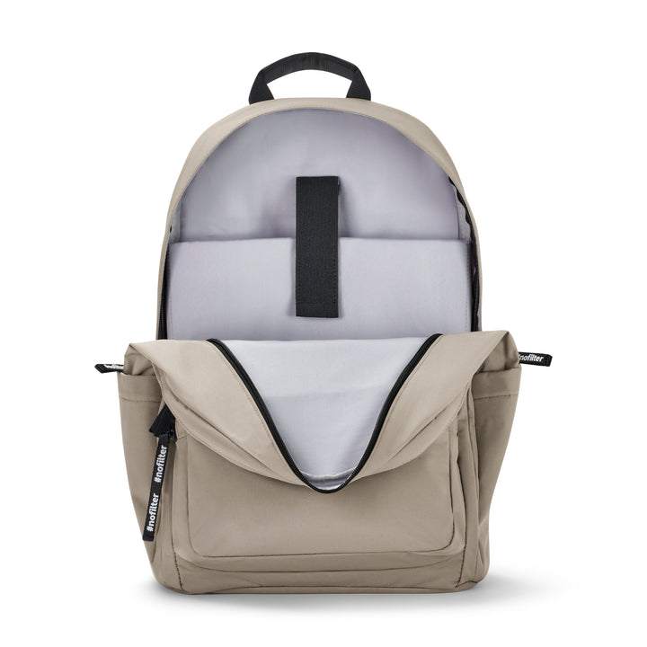 Offener beiger Rucksack No 3 Advanced mit Innenfach für Laptop oder Tablet