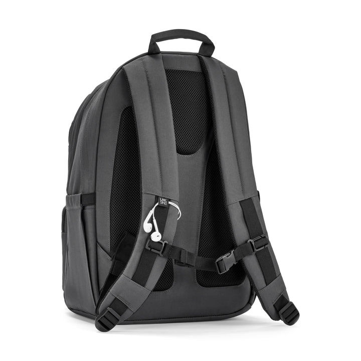 Anthrazitfarbener Rucksack No 3 Advanced mit gepolsterten, verstellbaren Schultergurten und atmungsaktivem Rückenpolster