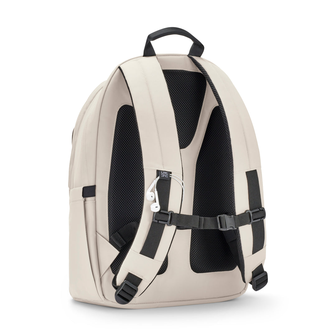 Sandfarbener Rucksack No 3 Advanced mit gepolsterten, schwarzen Netz-Rückenteilen und verstellbarem Brustgurt