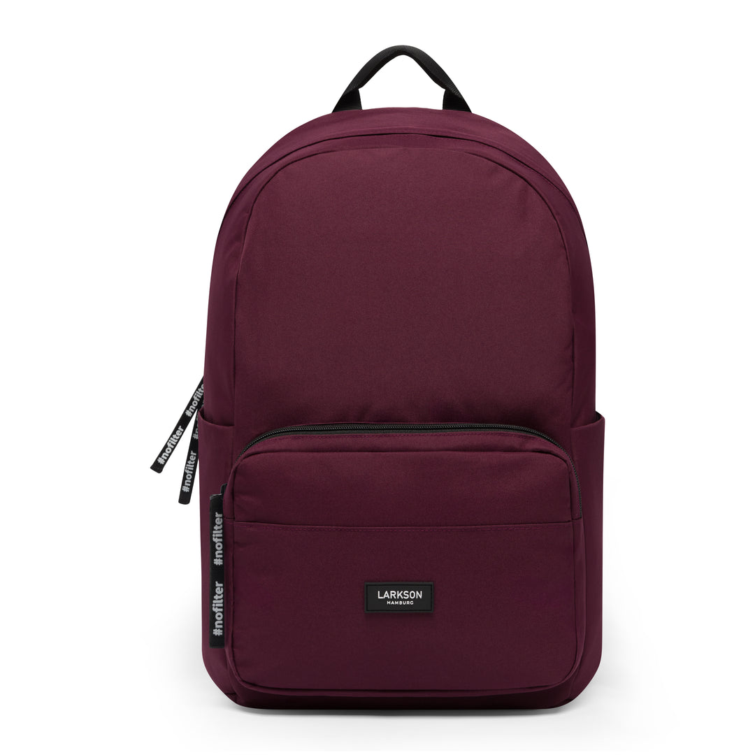 LARKSON Rucksack No 3 in beerenfarben mit Fronttasche und schwarzem Griff