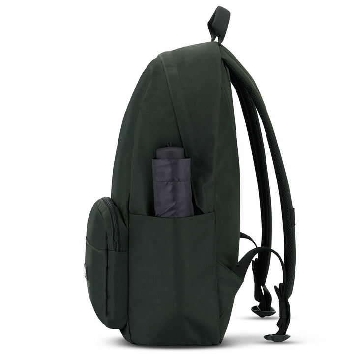 Grüner LARKSON Rucksack No 3 mit seitlicher Tasche und schwarzem Regenschirm