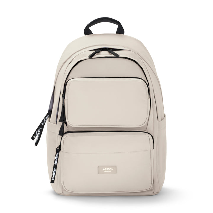 Sandfarbener LARKSON Rucksack No 3 Advanced mit mehreren Reißverschlussfächern