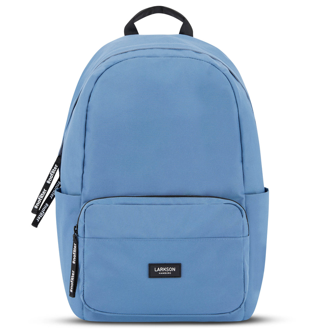 Moderner blauer Schulrucksack 'Rucksack No 3' von LARKSON mit Fronttasche und Seitenfächern