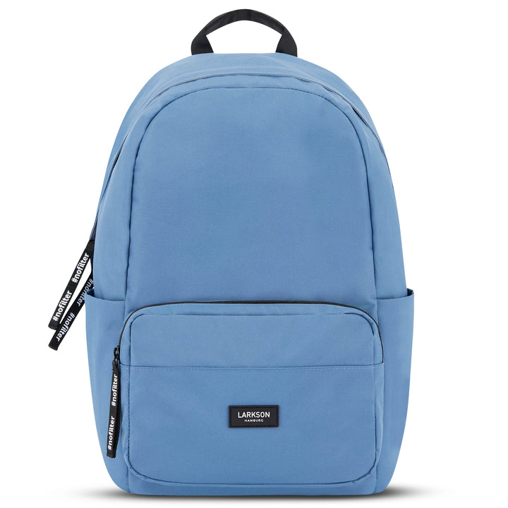 Moderner blauer Schulrucksack 'Rucksack No 3' von LARKSON mit Fronttasche und Seitenfächern