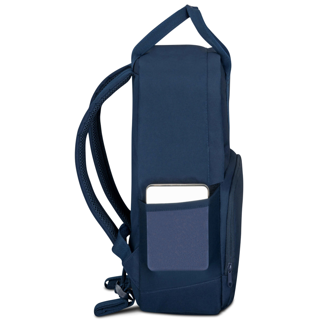 Dunkelblauer LARKSON Rucksack No 6 für Teenager mit seitlicher Tasche und Schulterriemen