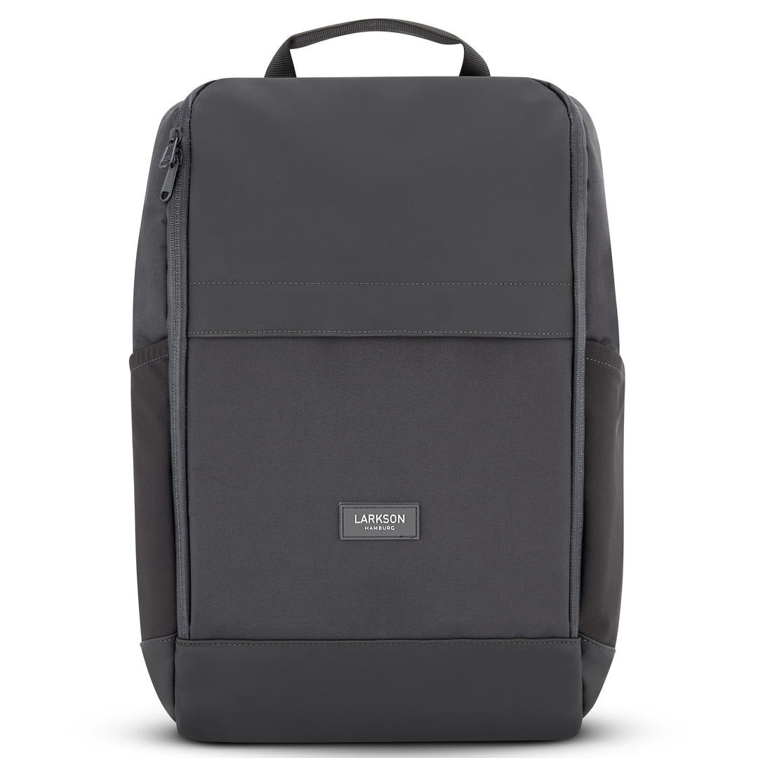 Grauer Business-Rucksack Niklas von LARKSON mit Laptopfach und rechteckiger Form