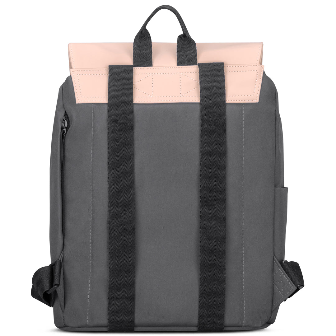Damenrucksack Ida in Anthrazit mit rosa Klappe und schwarzen Schulterriemen
