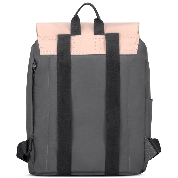 Damenrucksack Ida in Anthrazit mit rosa Klappe und schwarzen Schulterriemen