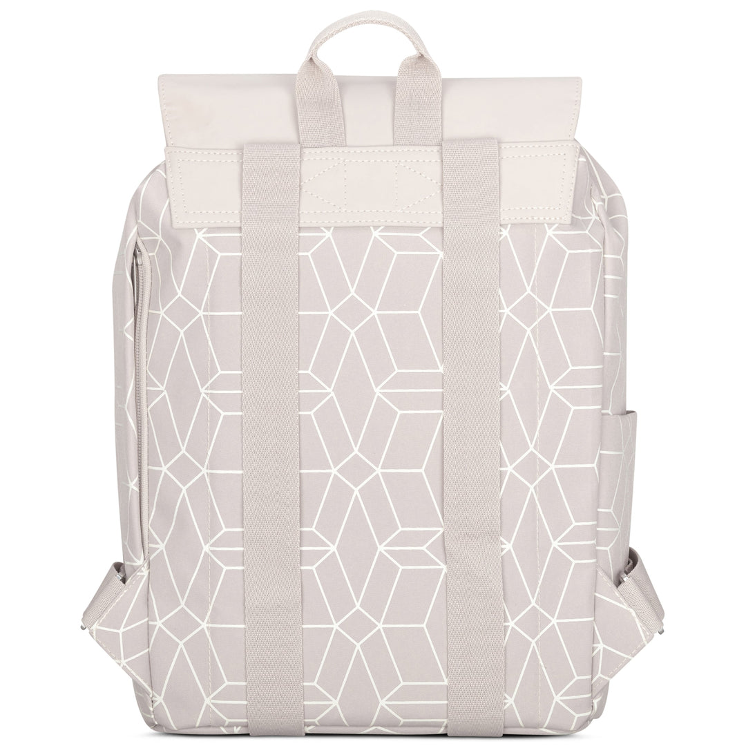 Beiger Damenrucksack 'Ida' mit geometrischem Muster und breiten Trägern
