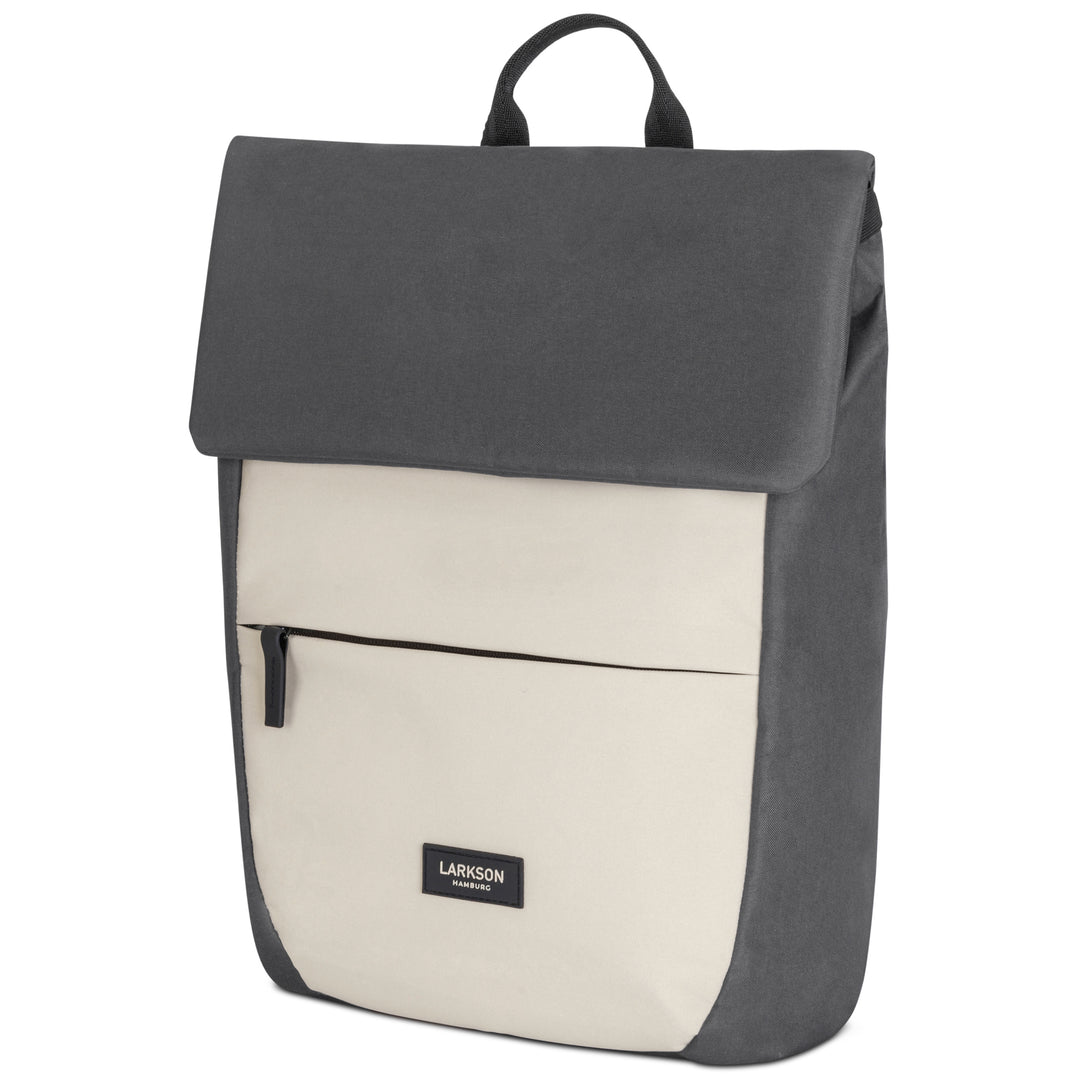 Kleiner LARKSON Rucksack 'Ronja' für Damen in Grau und Beige mit Vordertasche und Klappe