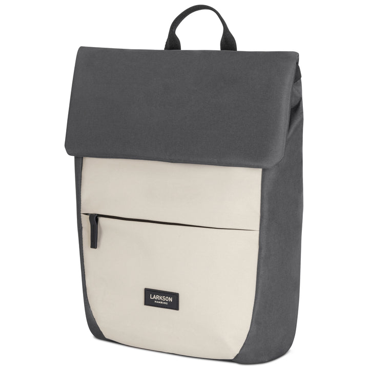 Kleiner LARKSON Rucksack 'Ronja' für Damen in Grau und Beige mit Vordertasche und Klappe