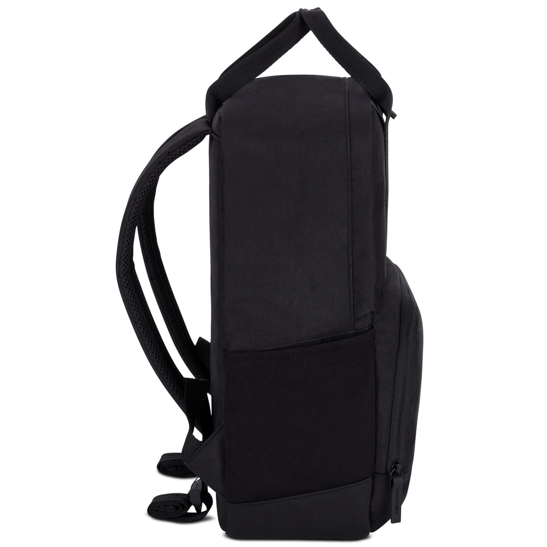 Schwarzer Rucksack No 6 von LARKSON mit gepolsterten Schultergurten und seitlicher Tasche