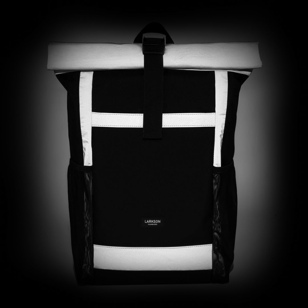 LARKSON Rolltop Rucksack No 2 mit reflektierenden hellen Streifen für Fahrradfahrer
