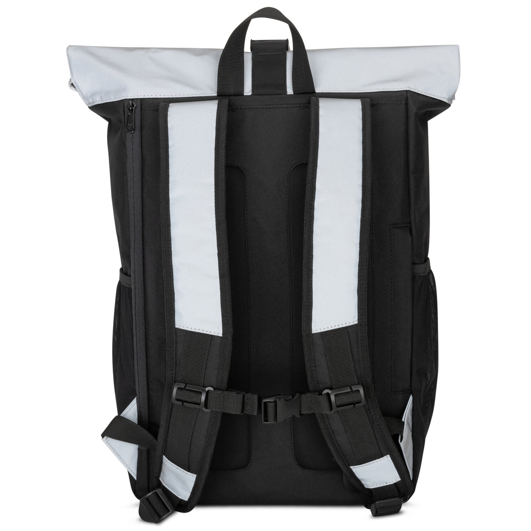 Rolltop Rucksack No 2 in Schwarz mit reflektierenden, gepolsterten Schultergurten vom LARKSON