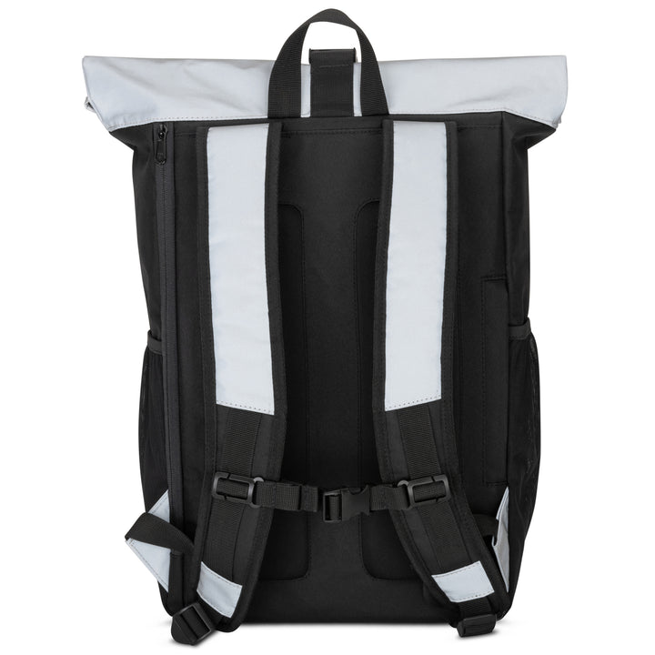 Rolltop Rucksack No 2 in Schwarz mit reflektierenden, gepolsterten Schultergurten vom LARKSON