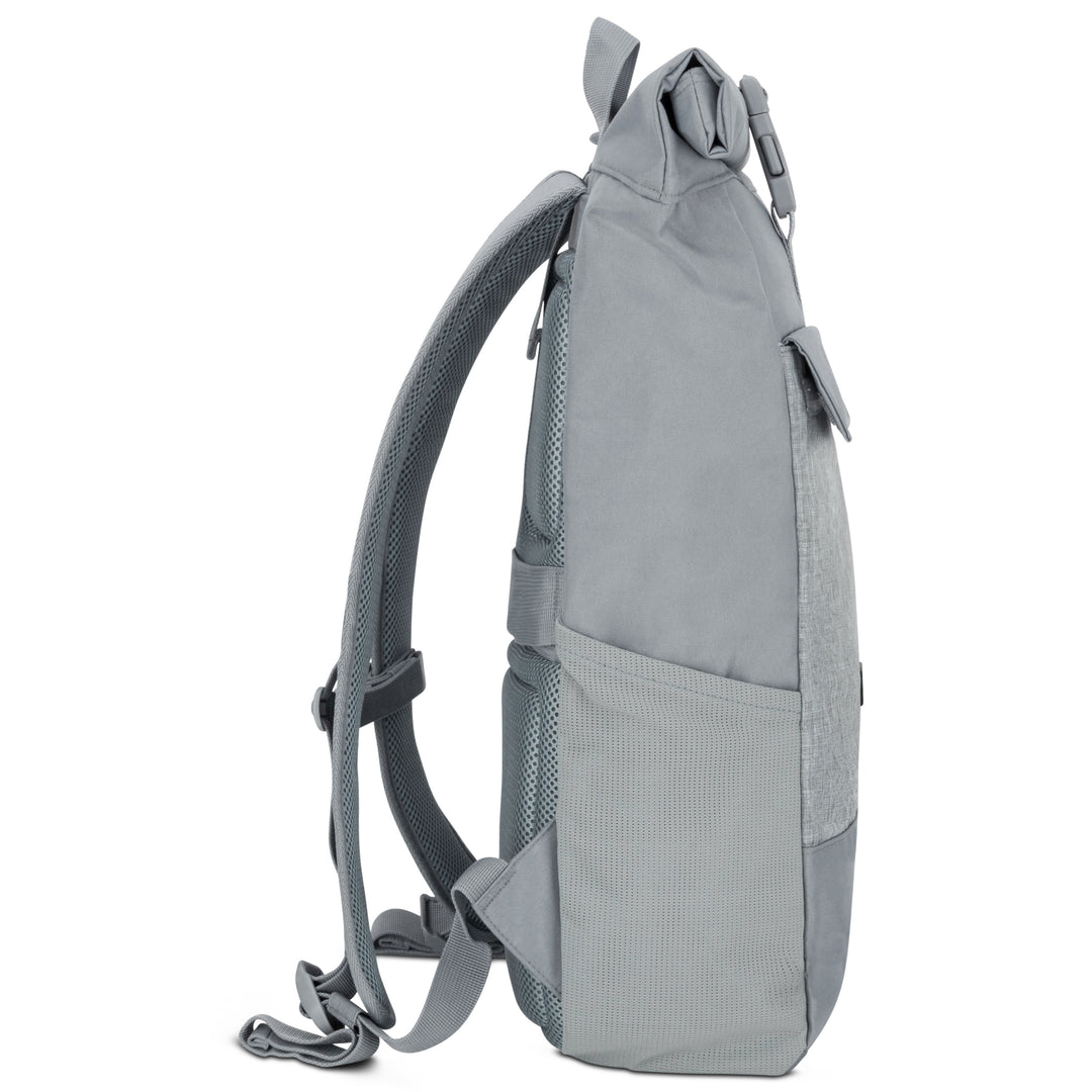 Hellgrauer Rolltop Rucksack No 4 von LARKSON mit gepolsterten, atmungsaktiven Tragegurten
