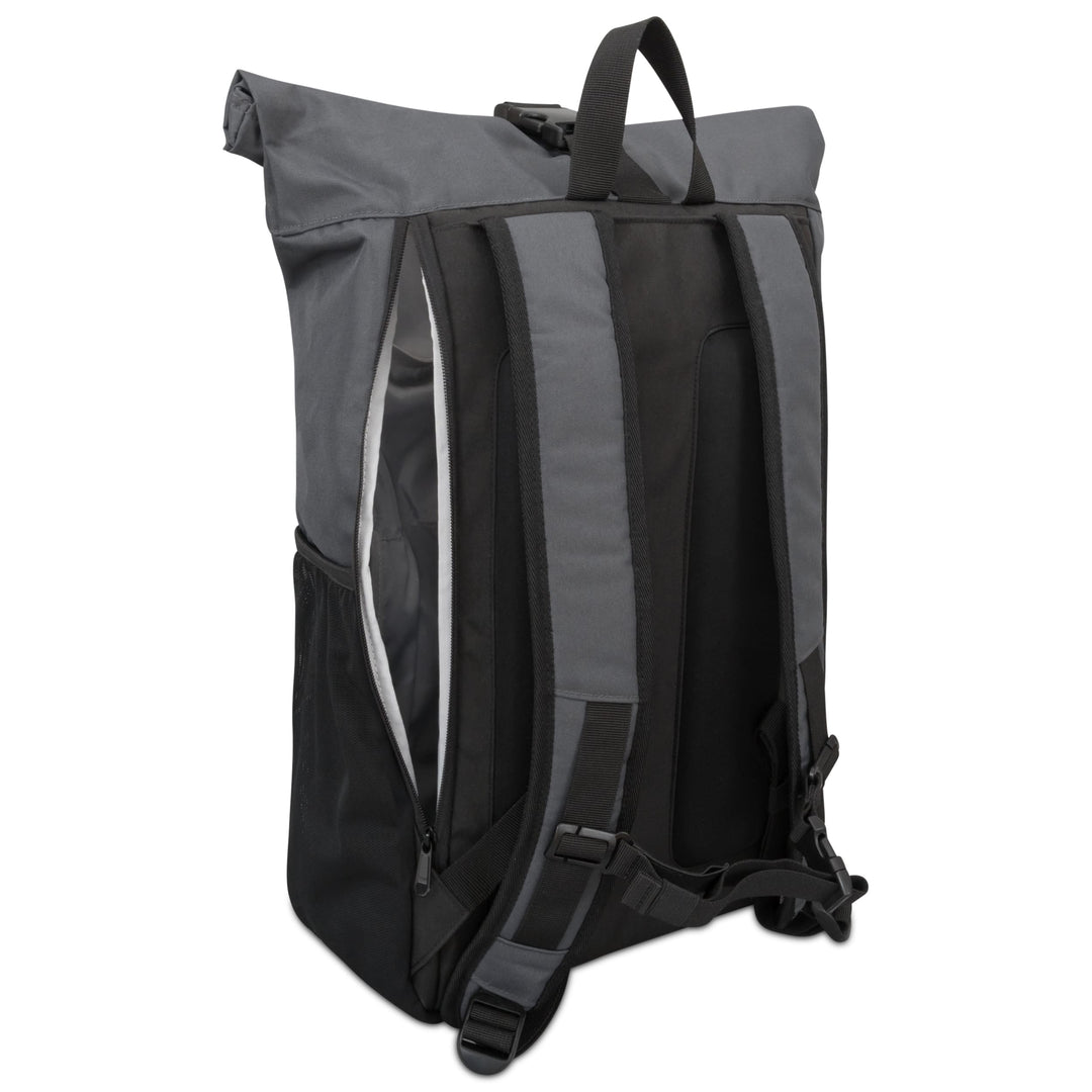 Rolltop Rucksack No 2 von LARKSON, schwarzer Rucksack mit seitlichem Reißverschlusszugang und gepolsterten, verstellbaren Schultergurten