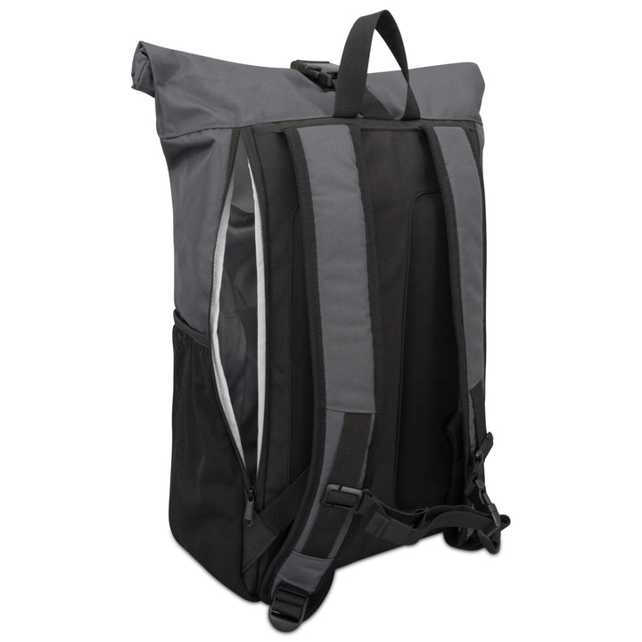 Rolltop Rucksack No 2 von LARKSON, schwarzer Rucksack mit seitlichem Reißverschlusszugang und gepolsterten, verstellbaren Schultergurten